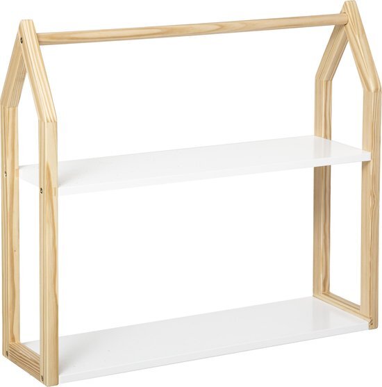 Atmosphera Kids wandplank in de vorm van een huis - H 50.8 cm - Wit - Plank - Etagere - Kinderkamer - Muurdecoratie