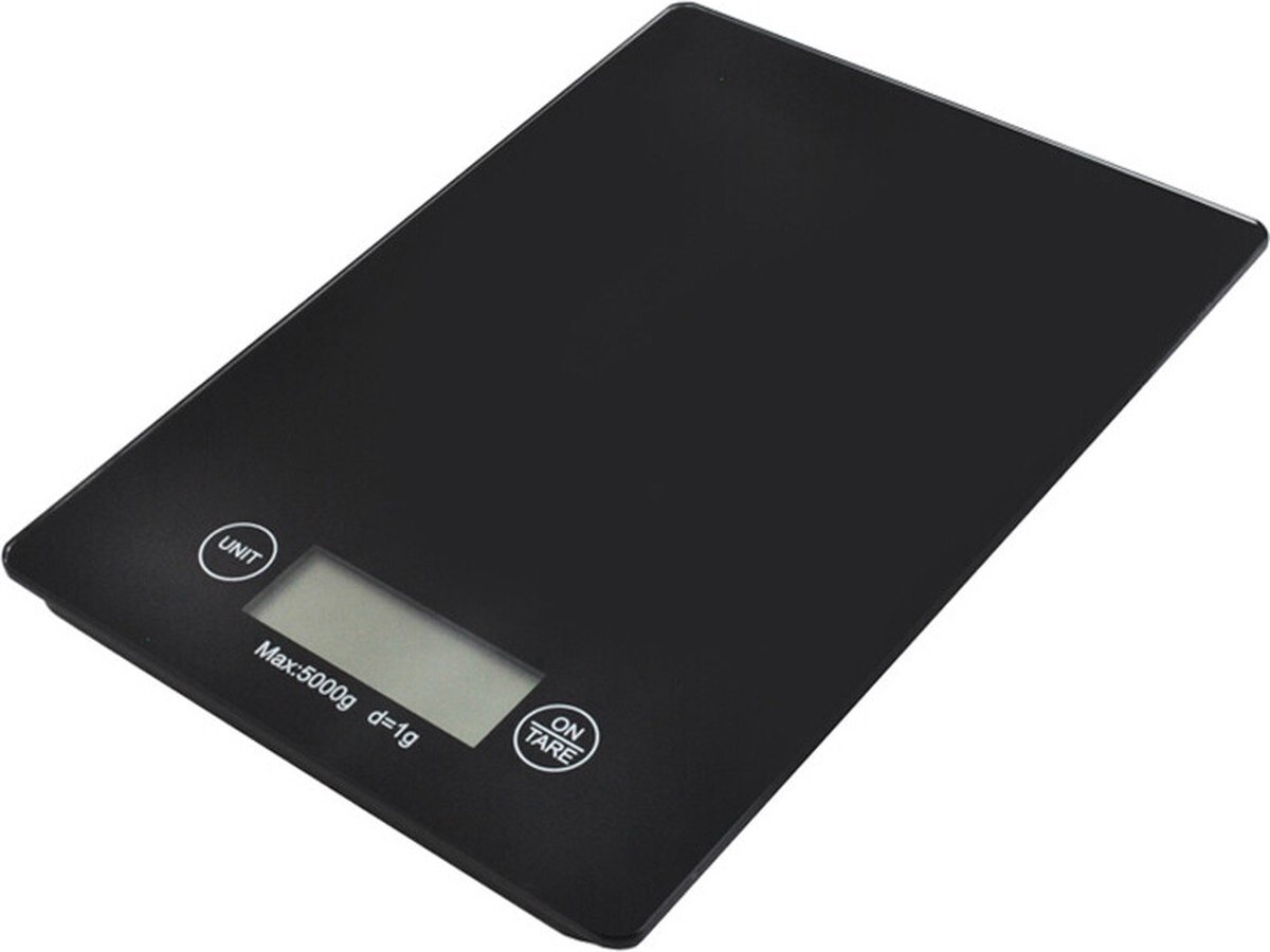Qualu Keukenweegschaal - Maxorit Weegy - Digitaal - LCD Display - 2 Gram tot 5000 Gram (5KG) - Digitale Precisie Keukenweegschaal - Zwart