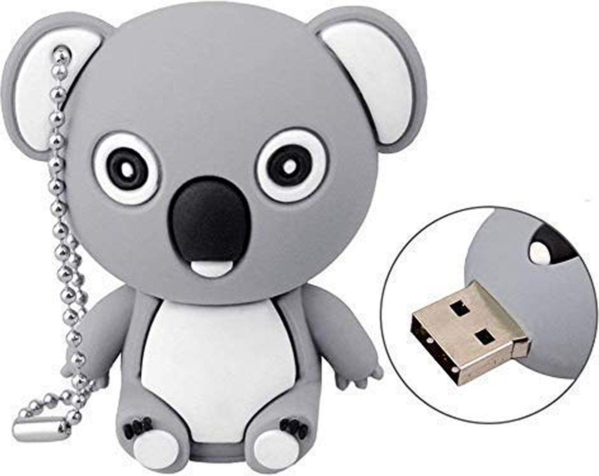 Ulticool Koala beer grijs USB 3.0 Flash Pen Drive 128 GB - Memory Stick Data Opslag - Memory Stick
