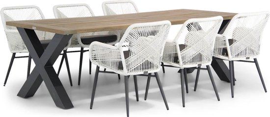 Lifestyle Garden Furniture Advance/Cardiff 240 cm dining tuinset 7-delig Wit