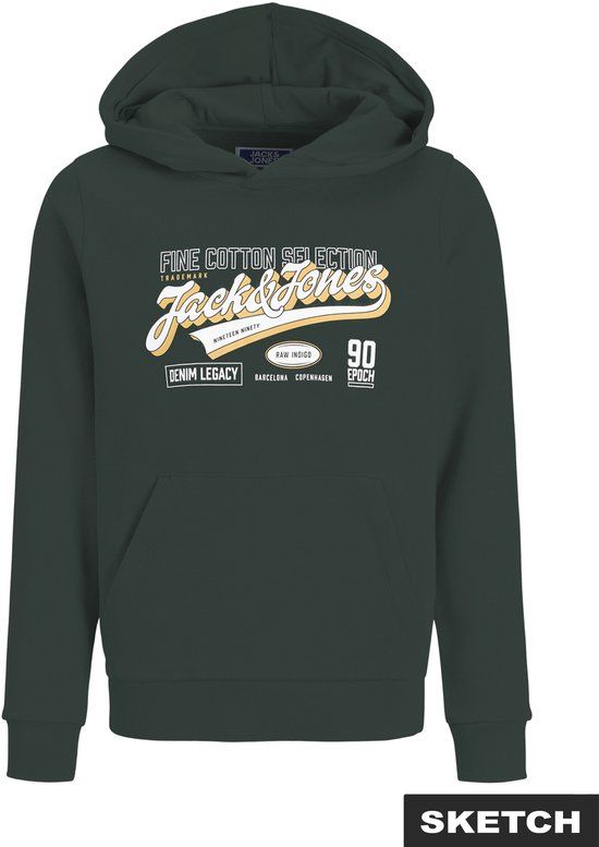 Jack & Jones Logo Sweat 2 Col Hoodie Junior - donkergroen