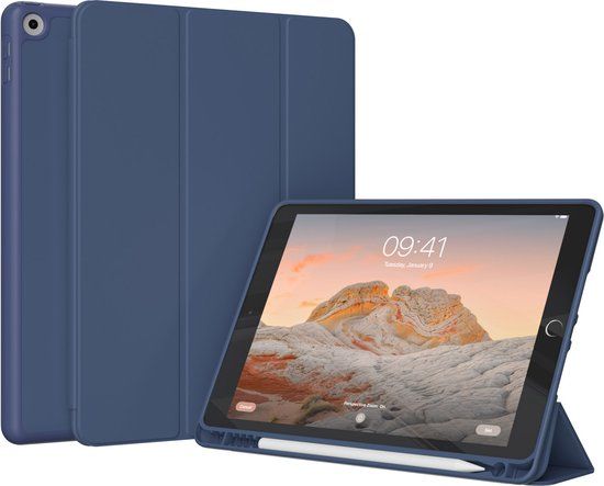 Accezz Smart Silicone Bookcase - Donkerblauw - Geschikt voor iPad 8 (2020) / 7 (2019) / 9 (2021) - 10.2 inch