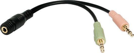 LogiLink CA0020 Jackplug Audio Adapter - 3.5mm Female to 2x 3.5mm Male - 0.15m - Black