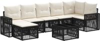 vidaXL Tuinbank - Set - 8-st - Zwart en Crème-Wit - Polyrattan