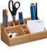 Relaxdays Pennenbakje bamboe, bureau organizer, pennen houder, hout bruin 10 vak