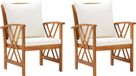 Acacia Massiefhout Chaise de jardin 2 pièces avec coussins