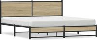 vidaXL Bedframe Metaal Sonoma Eiken Tweepersoons 183x213 cm