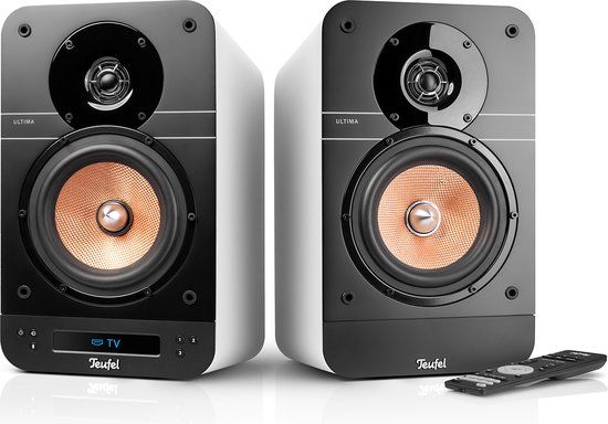 Teufel ULTIMA 25 ACTIVE - Bluetooth boekenplankspeakers met geïntegreerde AV-receiver - Dolby Audio - DAB+ /FM-radio - Bluetooth 5.0 aptX - HDMI ARC CEC - puur wit