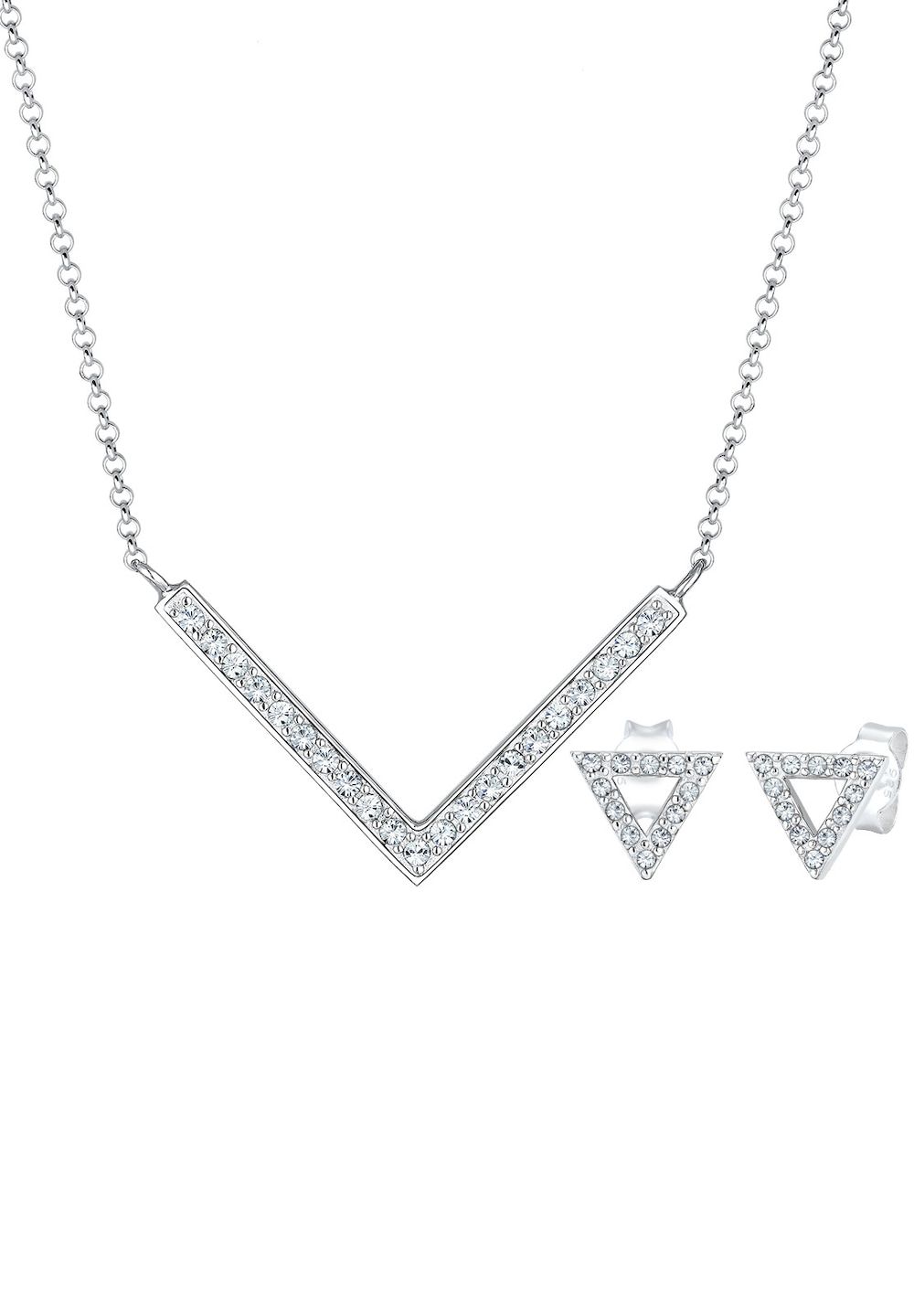Elli Sieraden Set Dames Driehoek Geo - 925 Sterling Zilver