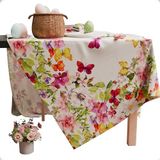 PETTI Artigiani Italiani - Tafelkleed Vlekbestendig Rechthoekig 140x360 cm 18 Personen, Afwasbaar Keukentafelkleed van Microvezel, Design Vlinders en Bloemen, 100% Made in Italy