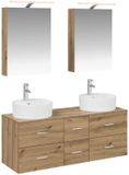 vidaXL Badkamermeubel Set 5-st Artisanaal eiken Bewerkt hout en glas