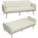 Canapé convertible 3 places 3 en 1, canapé-lit clic-clac, dossier réglable, assise rembourrée, 185 x 84 x 83 cm, beige