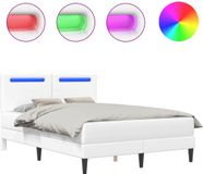 vidaXL Bedframe met LED-stripverlichting Wit 140 x 190 cm Kunstleer