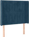 vidaXL Hoofdbord met randen 83x16x118/128 cm fluweel blauw