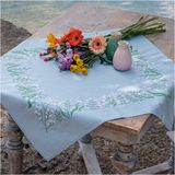 Vervaco Tafelkleed Kit Pastel Flowers 72 x 72 cm