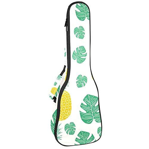 Mersov Concert Ukelele Rugzak, Heavy Duty Ukelele Case Bag met Opslag, Sopraan Concert Tenor Ukelele 10MM Gewatteerde BagBlack SheepsTropical Ananas Bladeren