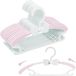 Sans marque Cintres pour enfants - Set de 20 pièces, 28-37 cm, en plastique, empilable avec crochet papillon, antidérapant, extensible, rose et blanc.