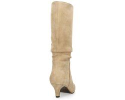 Manfield - Dames - Beige suède laarzen - Maat 39