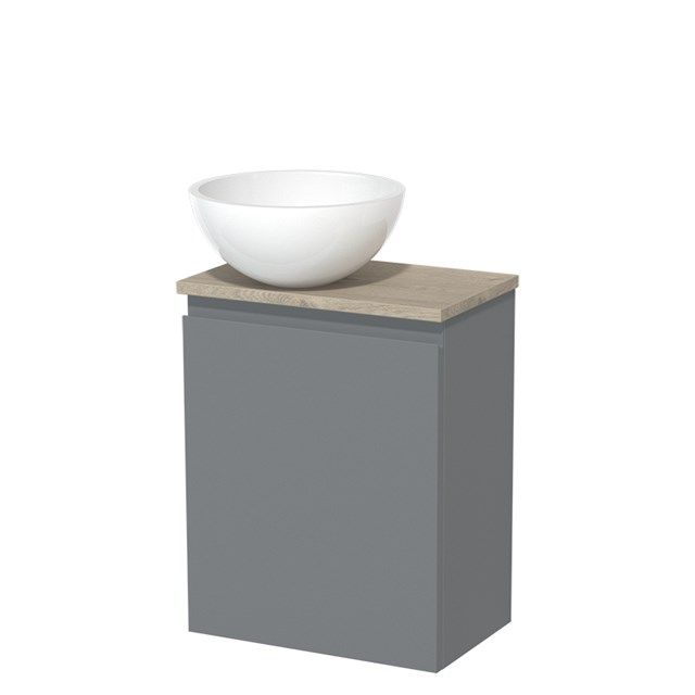 Maxaro Modulo Toiletmeubel 41 cm - Middengrijs - Lichtgrijs Eiken