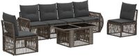 vidaXL Tuinbank Set 7-delig Grijs en Donkergrijs Polyrattan