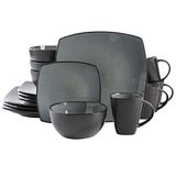 Gibson Soho Lounge Vierkant Reactief Glazuur Aardewerk Servies Set, Service voor 4 (16st), Eclipse
