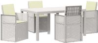 vidaXL Eettafel Set Wit en Crèmekleurig PP