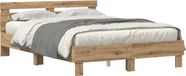 vidaXL Bedframe met hoofdeinde Artisan Eiken 160 x 200 cm Bewerkt hout