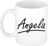 Bellatio Decorations Angela Naam koffiemok - beker - met sierlijke letters - wit