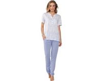 Pastunette Premium Pyjama Soft Sketches - Katoen/Modal - Wit/Blauw - Maat 48