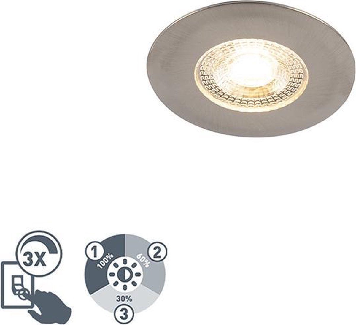 QAZQA Ulo - Inbouwspot - 1 lichts - Ø 82 mm - Zilver