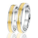 Lucardi Heren Vriendschapsring San Sebastian - Ring - Echt Zilver - Zilver en Goudkleurig