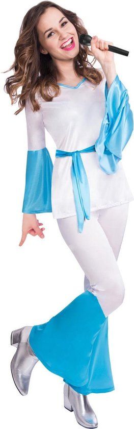 Amscan Pop Queen Kostuum Dames Wit/Blauw - Maat S