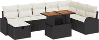 vidaXL - Tuinbank - Set - 2 zitplekken - Zwart - Polyrattan