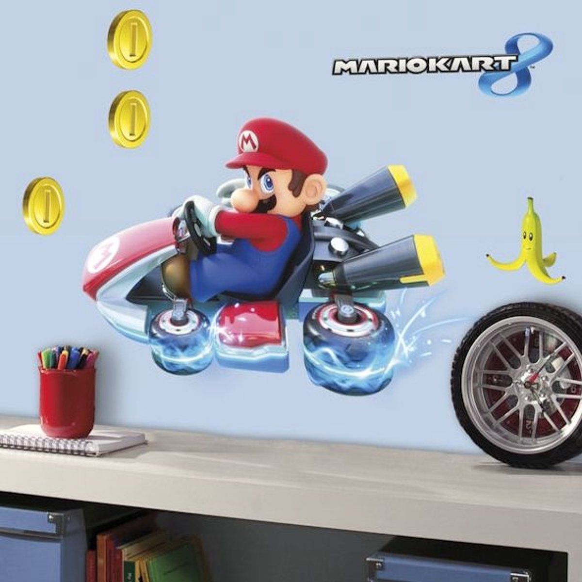 Nintendo Super Mario muursticker Mario Kart 8-2 4 stuks