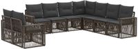 vidaXL Tuinbank - Set - 9 zitplekken - Grijs en Donkergrijs - Polyrattan