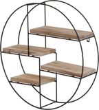 MCW Wandplank MCW-K76 - Hangende plank - 4 planken - Metaal/massief hout - Industrieel - 45x45x11cm - Natuur