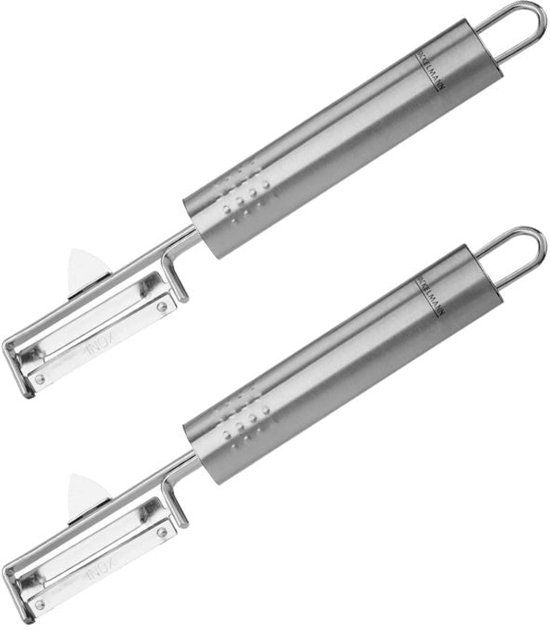 Fackelmann Set van 2 roestvrijstalen groenteschillers 19 cm Ovaal