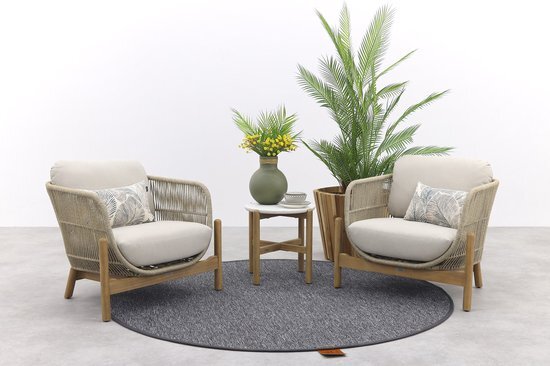 Garden Impressions Talara loungeset - 3-delig - acacia white wash - rope sand - sahara sand