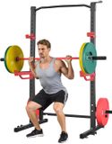 Latios Cage à poids - Rack de squat pour home gym - Capacité de charge de 450 kg - Avec barre de traction - Noir