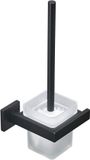 Unyqoos Porte-brosse WC Montage mural - Inox & verre noir mat