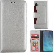 - Hoesjes Wallet Book Case voor Apple iPhone X Zilver