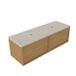 Saniclass Ensemble de meubles de salle de bain avec cadre en bois - 140x45x43cm - Plateau en pierre naturelle Travertin - sans trou de robinetterie - 2 tiroirs - chêne mat naturel (bois) SW1420775/SW1242433