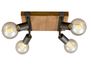 Briloner Leuchten WOOD BASIC Plafondlamp - Vierkant - Spots Draaibaar - 4xE27 - Zwart/Grijs