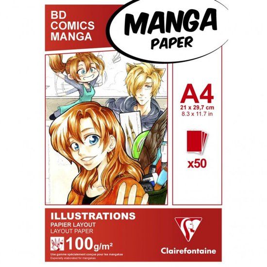 Clairefontaine 94042C Tekenblok Gelijmd Manga en Illustratie Papier