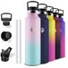 Grsta Thermosfles, 1 liter, BPA-vrij, sportfles met rietje, lekvrij, roestvrijstalen waterfles, houdt 12 uur warm / 24 uur koud, voor camping, yoga