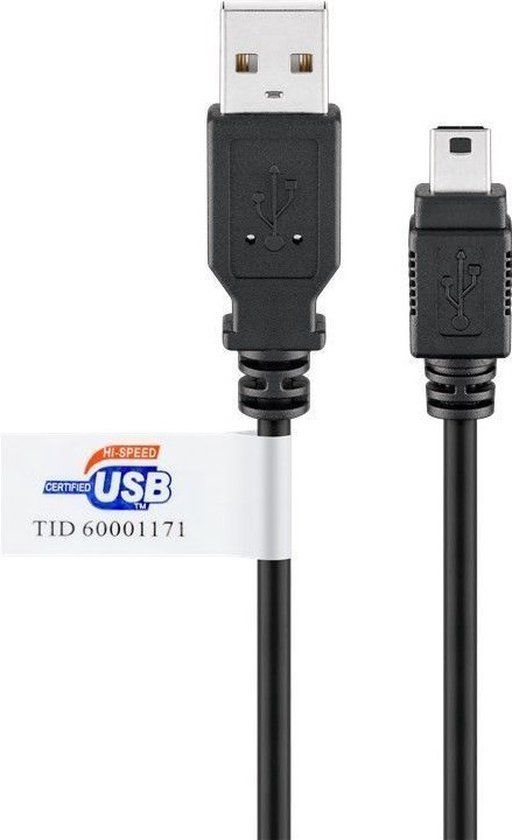 Goobay USB Mini B naar USB-A Kabel - 1.8m - Zwart - 10 stuks