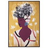 DRW Rechthoekige afbeelding op canvas, bedrukt met bloemen, zwart, 80 x 4 x 120 cm