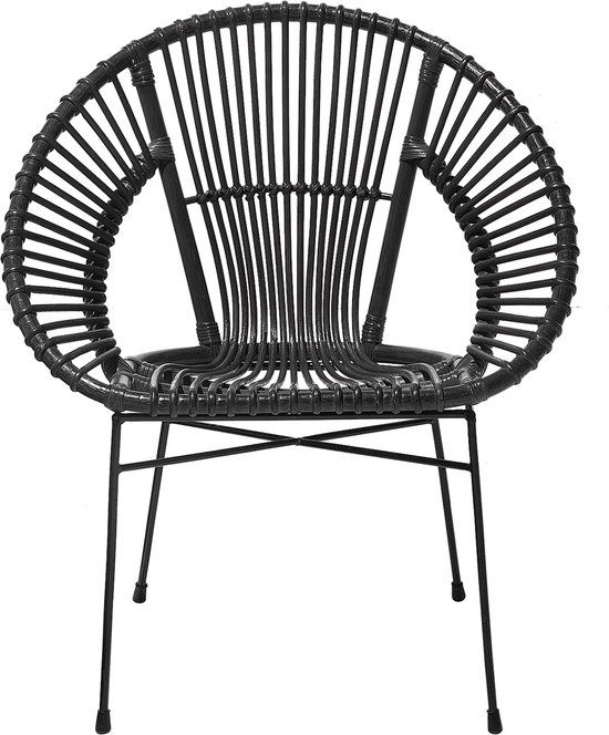 Beliani SARITA - Bohemian Eetkamerstoel - Zwart - Rotan