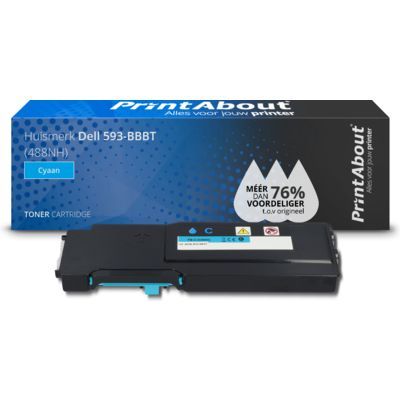 PrintAbout Compatible Toner for Dell 593-BBBT (488NH) - Cyan - 4500 Pages