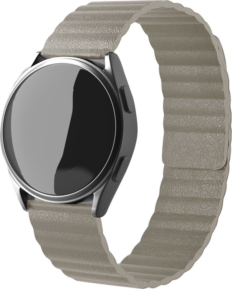 Strap-it Samsung Galaxy Watch 4 Classic 46mm leren loop bandje - khaki